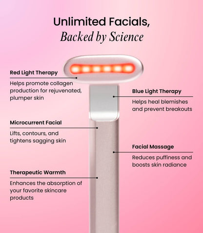 Red Light Therapy Dual Use Skincare Wand - Laduora